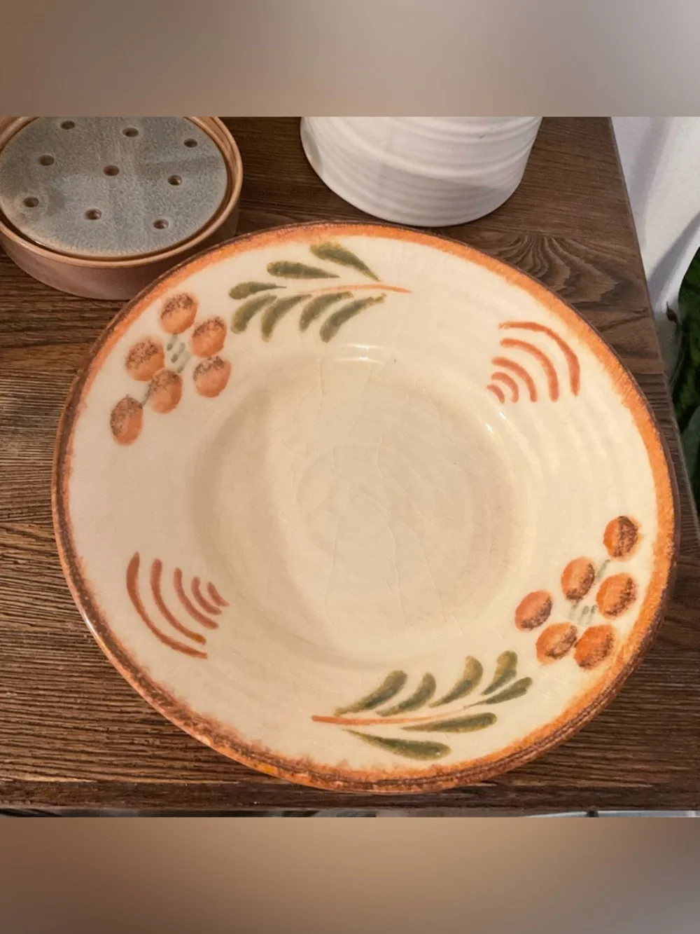 Williams Sonoma Ceramic Pitcher and Basin in Cream and Orange